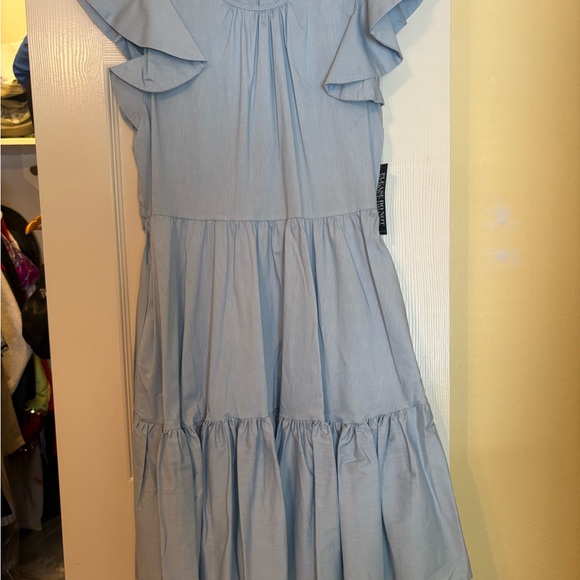 New York & Company Sky Blue Ruffle Kids Dress - Picture 2 of 5